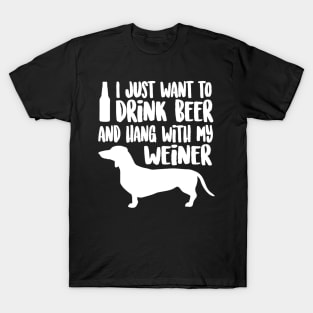 WEINER DOG TSHIRT Drink Beer  Hang With My Weiner T-Shirt